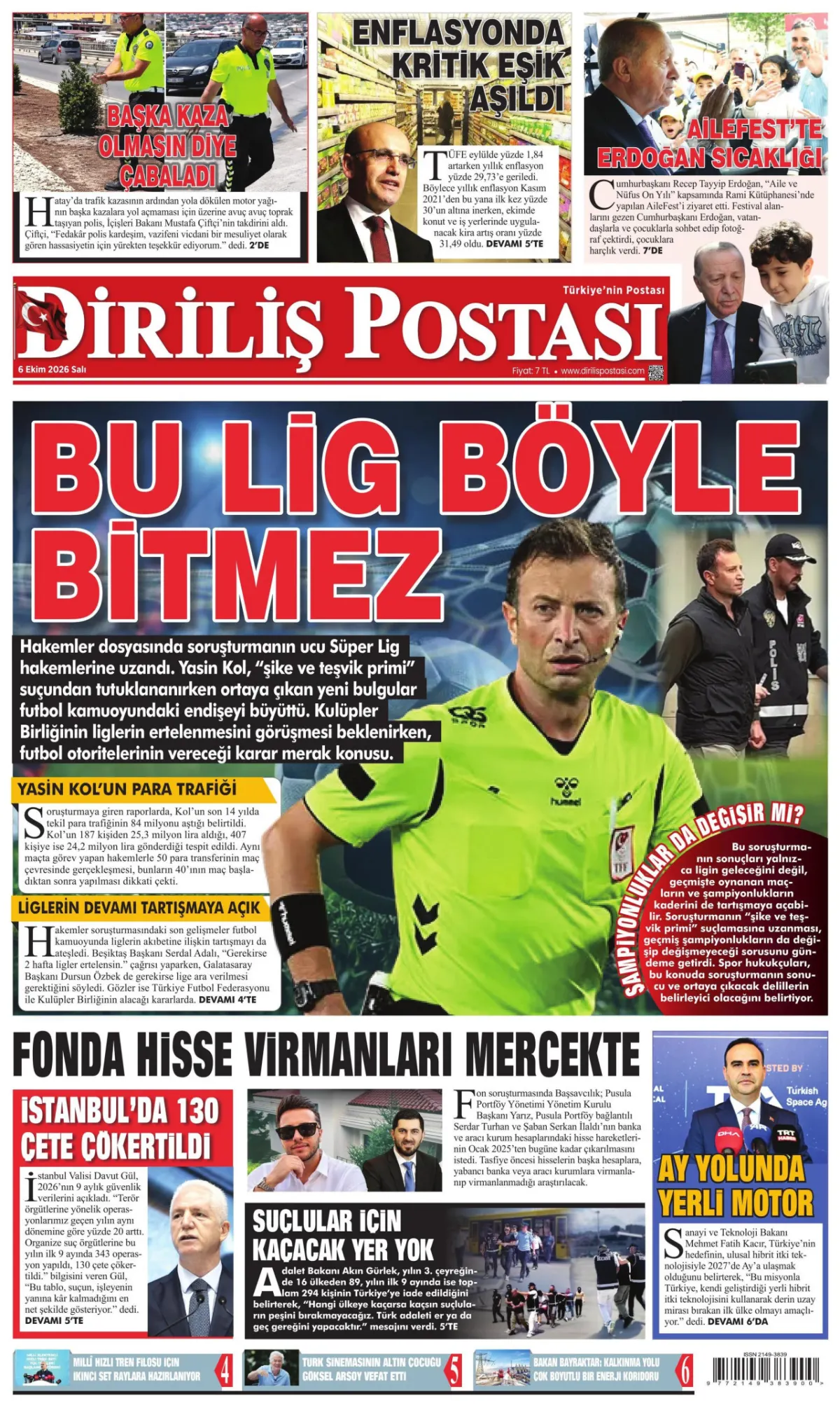 Diriliş Postası birinci sayfa manşeti (06 Ekim 2026)