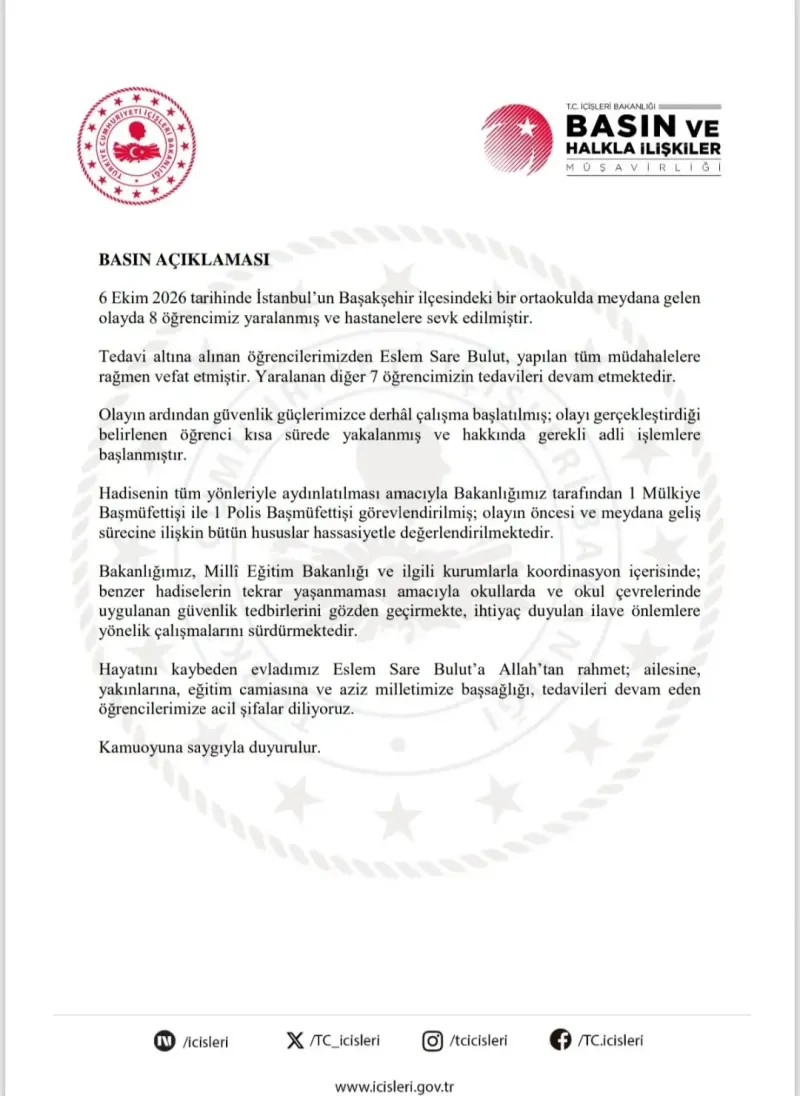İstanbul'da Ortaokuldaki Facianın Şüphelisi Kısa Sürede Yakalandı