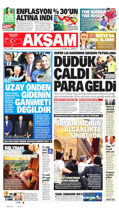 Akşam manşeti