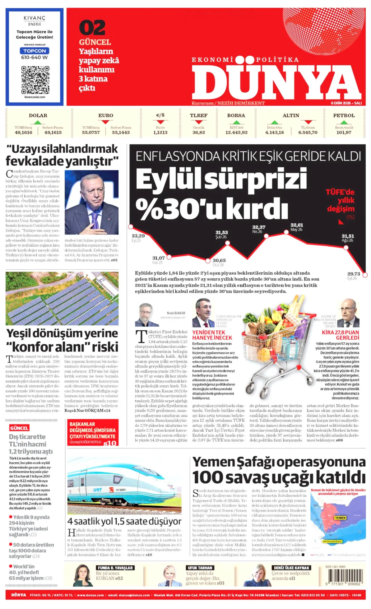 Dünya birinci sayfa manşeti (07 Ekim 2026)