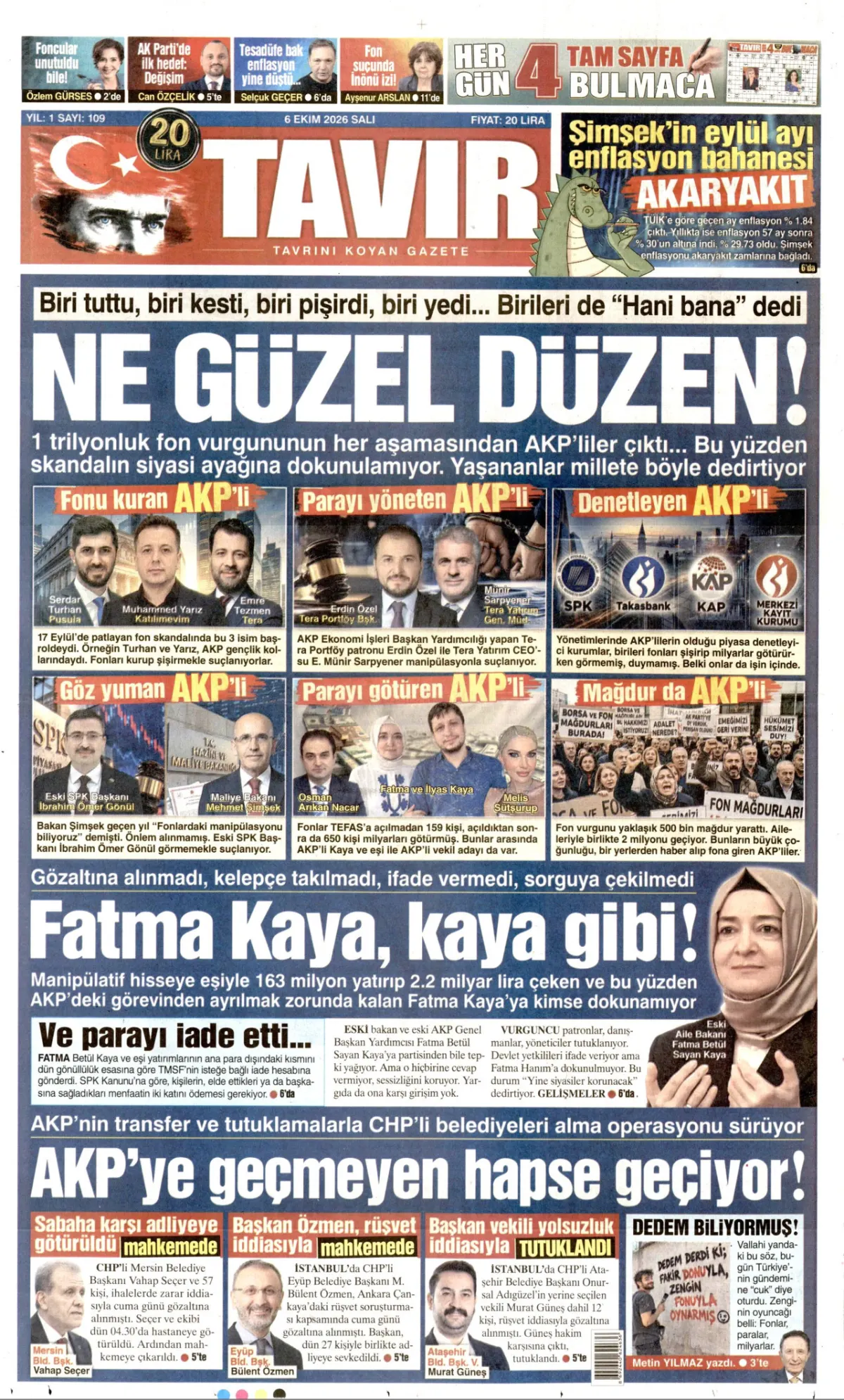 Tavır birinci sayfa manşeti (07 Ekim 2026)