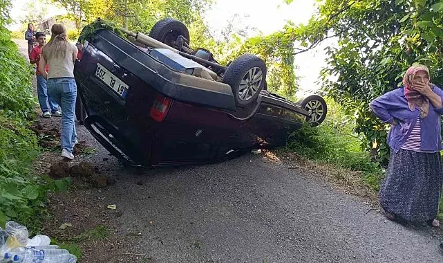 Rampada geri kayan otomobil takla attı: 4 yaralı