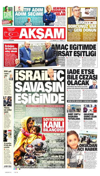 Akşam manşeti