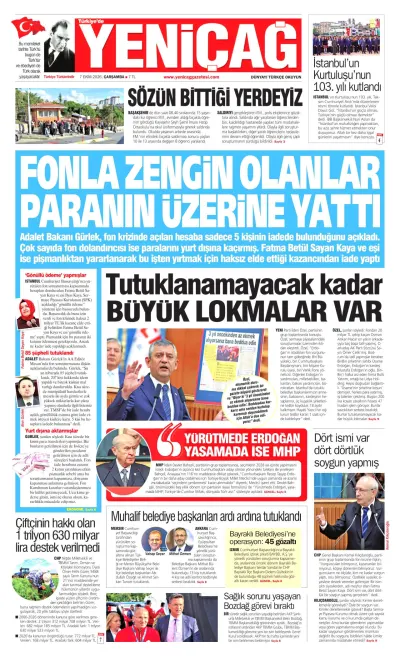Yeniçağ manşeti