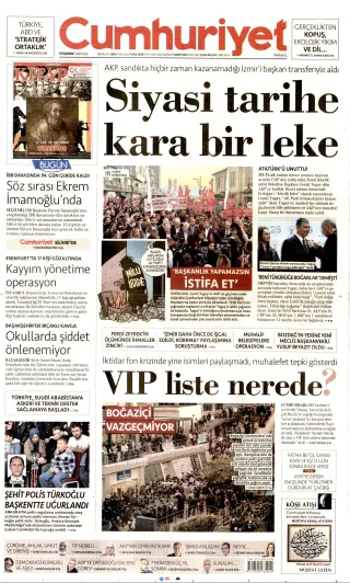 Cumhuriyet manşeti