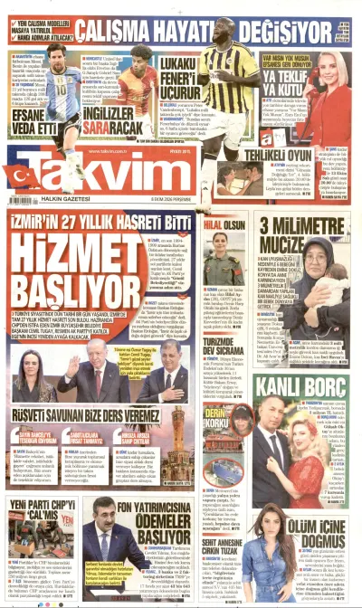 Takvim manşeti