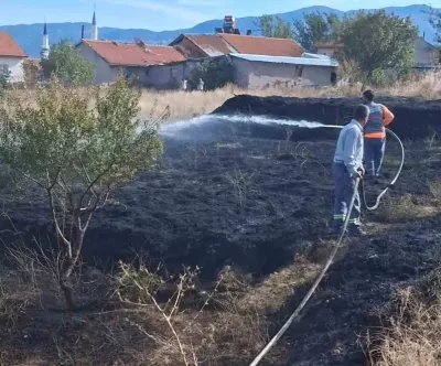 Hisarcık'ta Çıkan Ot Yangını Köylülerin Hızlı Müdahalesiyle Söndürüldü