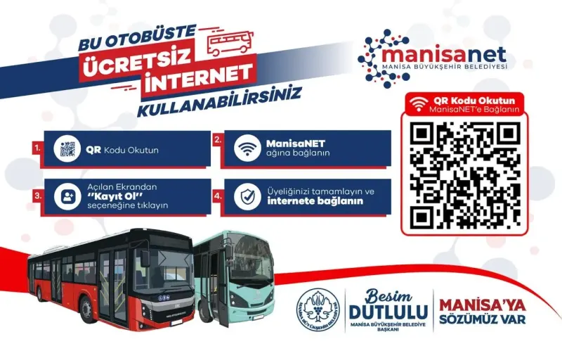 Manisa Büyükşehir Belediyesinden Toplu Taşımada Ücretsiz İnternet Hizmeti