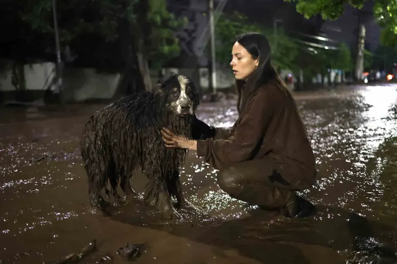 Şili'de Şiddetli Yağışlar ve Sel Nedeniyle Onlarca Araç Sulara Kapıldı