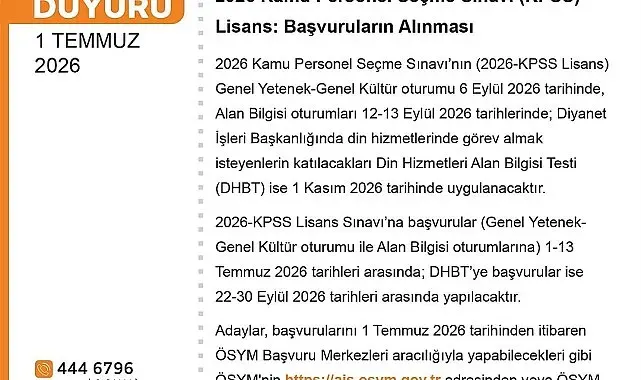 2026 Lisans KPSS başvuruları başladı