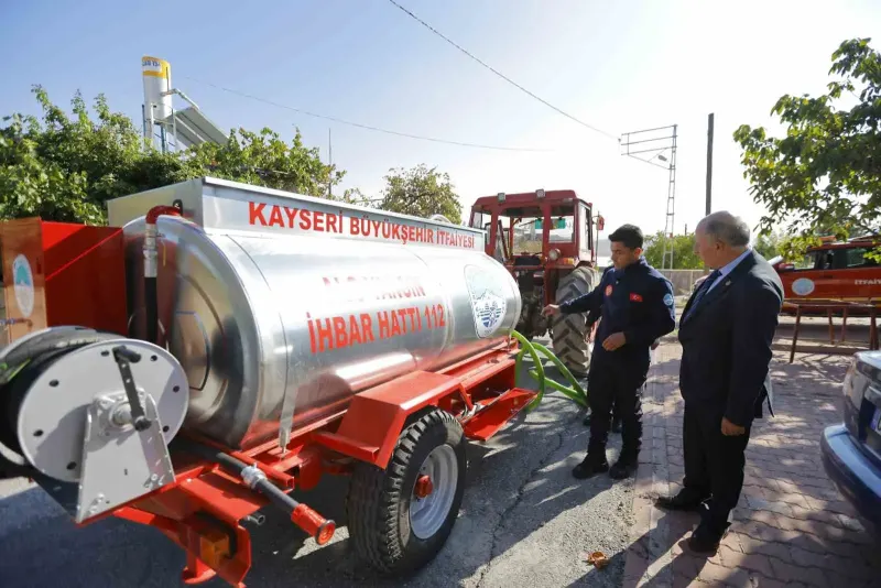 Kayseri Büyükşehir Belediyesinden Kırsal Mahallelere Yangın Söndürme Desteği