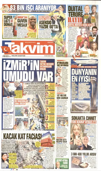 Takvim manşeti