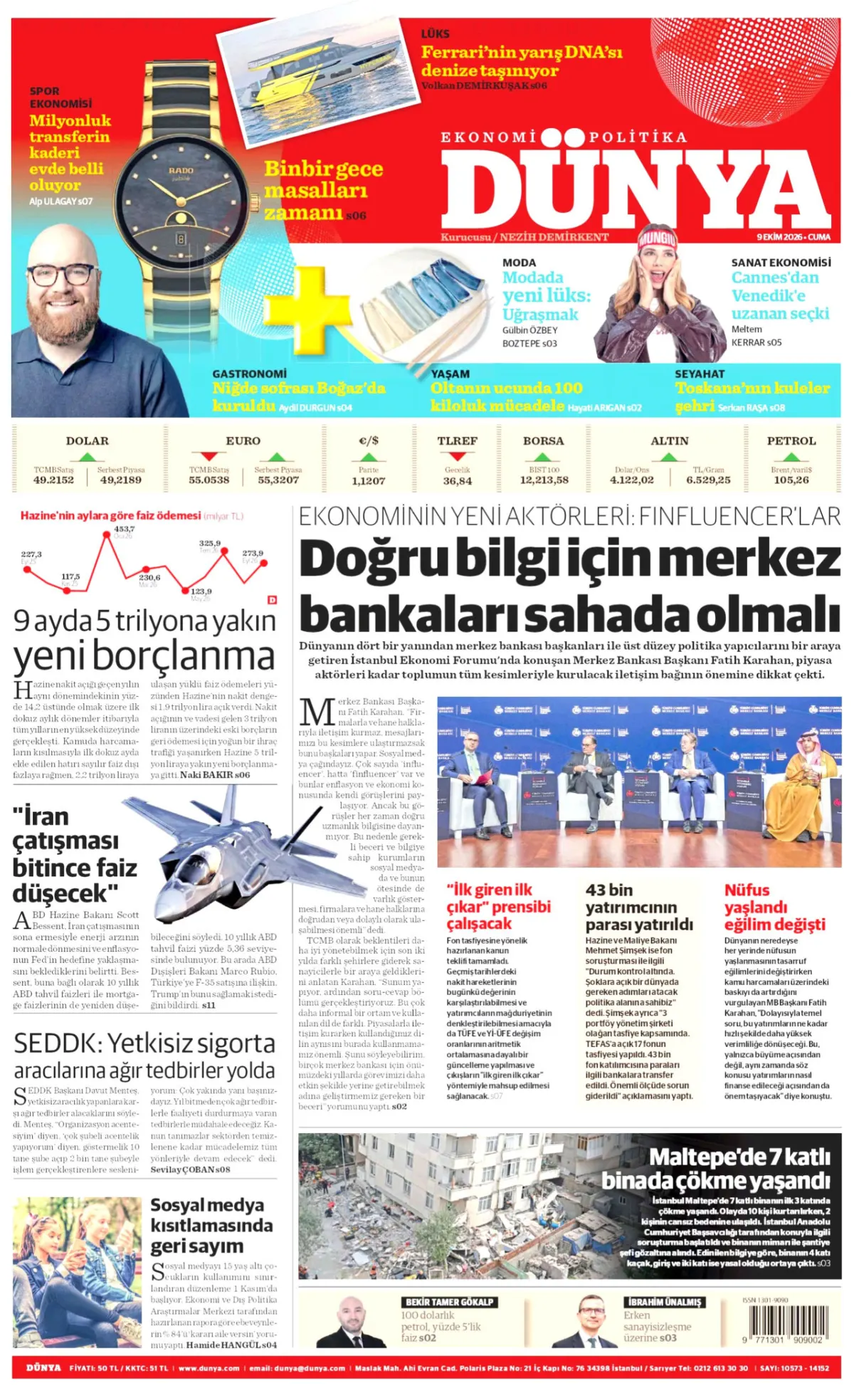 Dünya birinci sayfa manşeti (10 Ekim 2026)