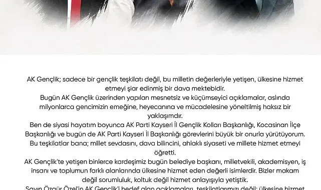 Hüseyin Okandan: "AK Gençlik, ülkesine hizmet etmeyi şiar edinmiş bir dava mektebidir"