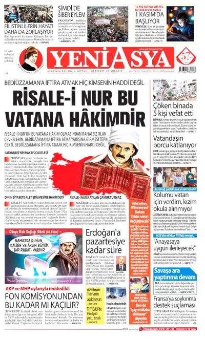 Yeni Asya manşeti