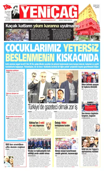 Yeniçağ manşeti