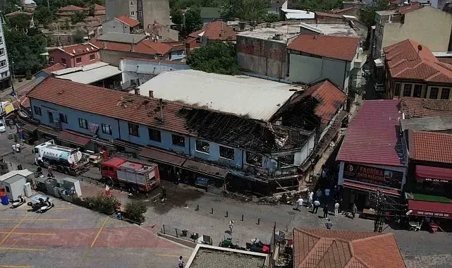Tarihi çarşıdaki acı bilanço ortaya çıktı: Küle dönen 6 işletme havadan görüntülendi