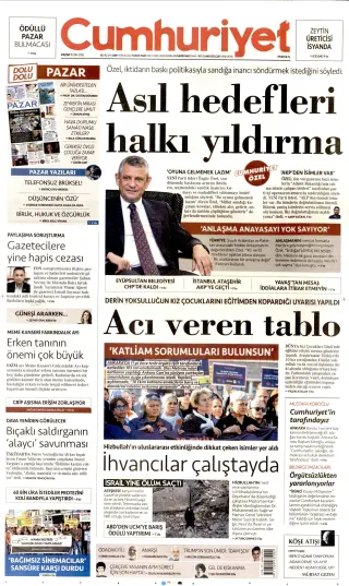 Cumhuriyet manşeti