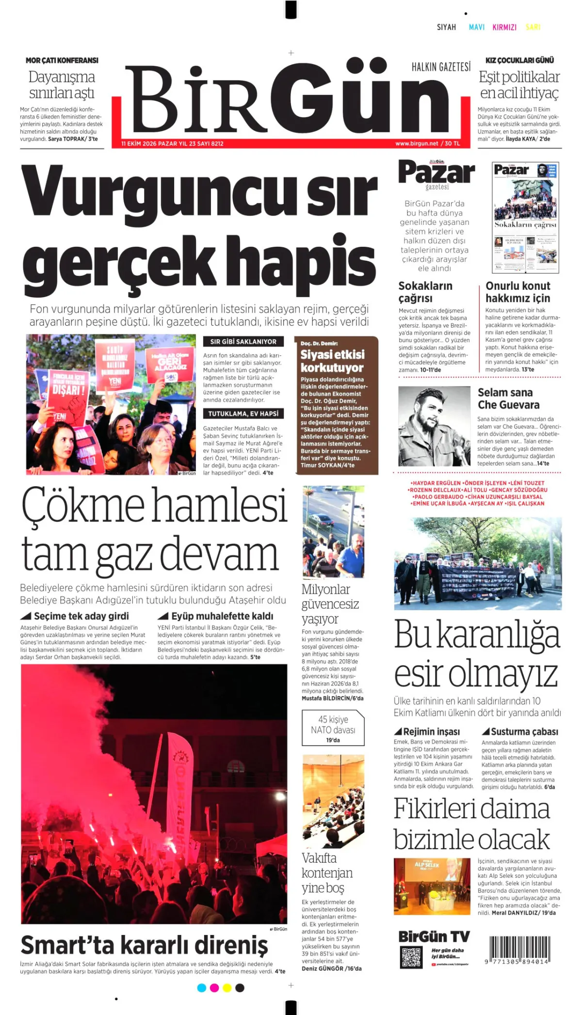 BirGün birinci sayfa manşeti (12 Ekim 2026)