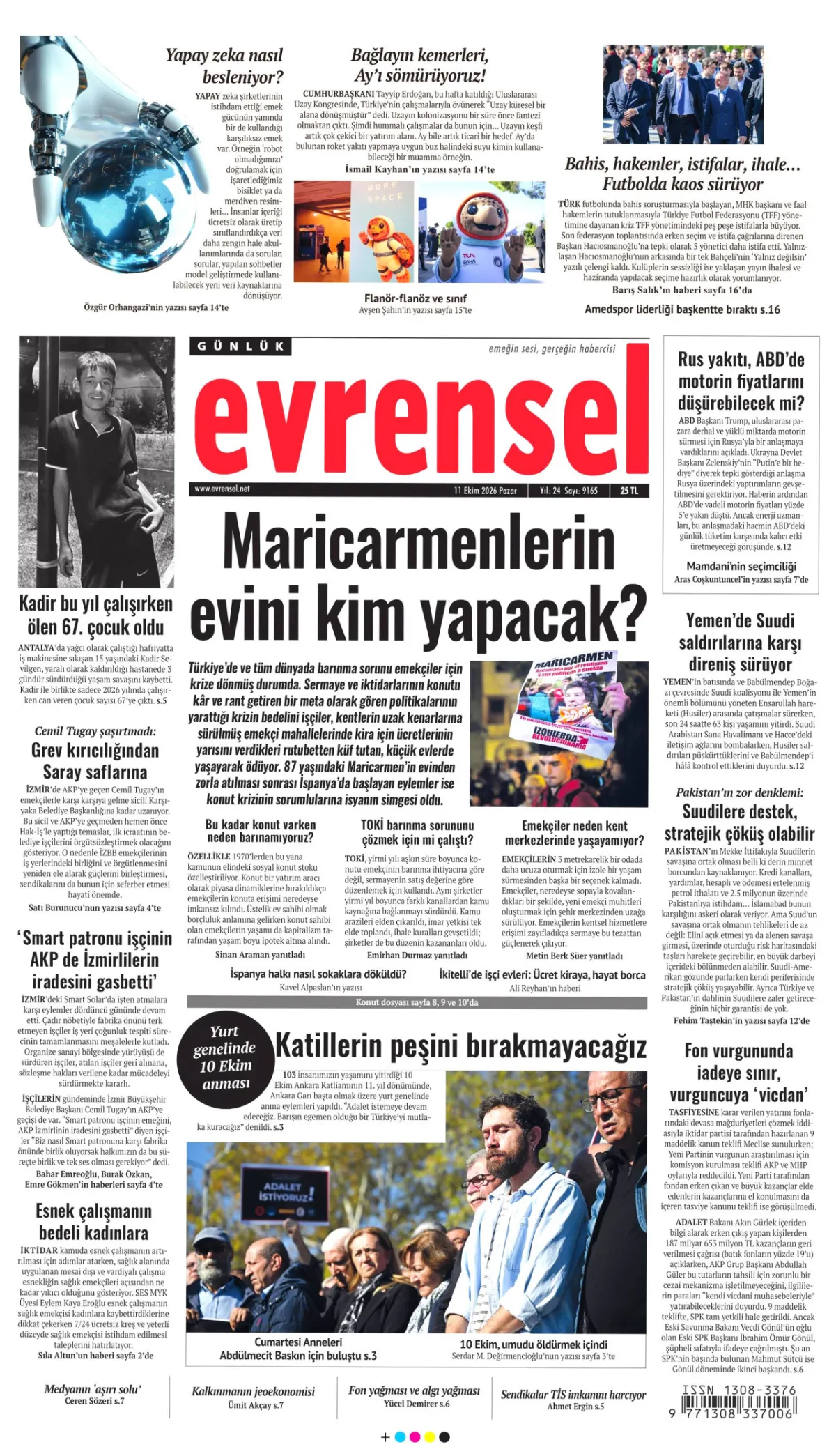 Evrensel birinci sayfa manşeti (12 Ekim 2026)