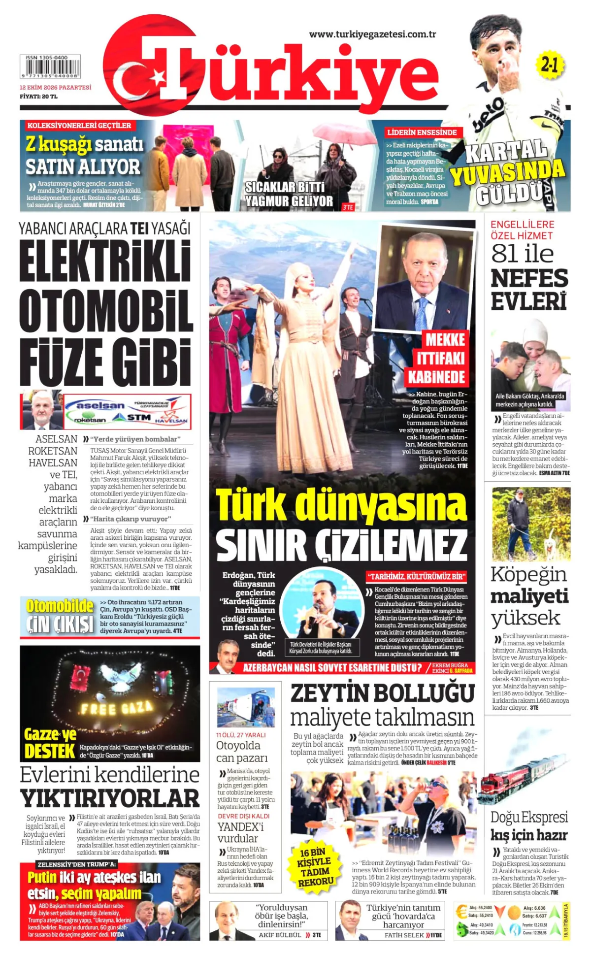 Türkiye birinci sayfa manşeti (13 Ekim 2026)