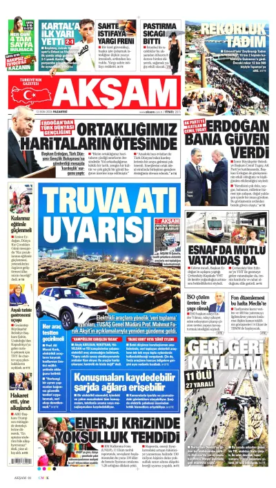 Akşam manşeti