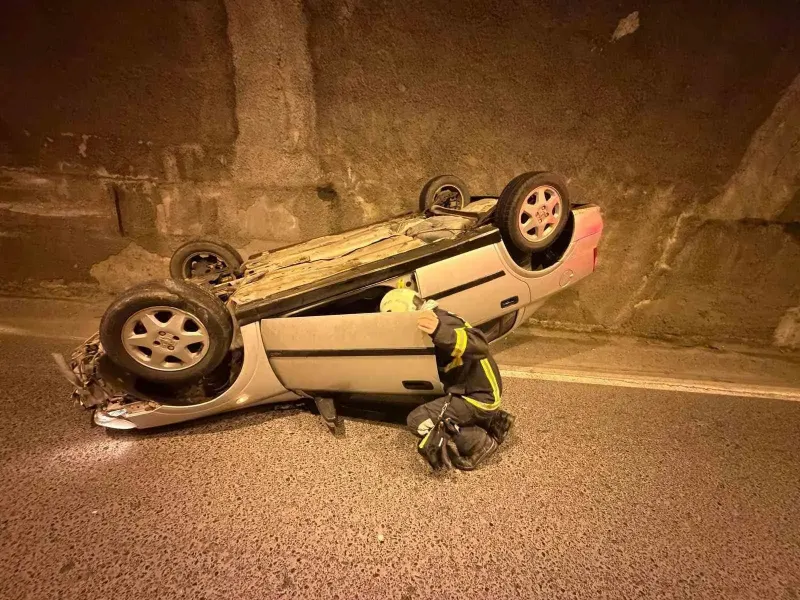 Zonguldak Kozlu Tünelinde Otomobil Takla Attı: Sürücü Yaralandı