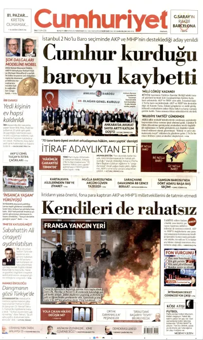 Cumhuriyet manşeti