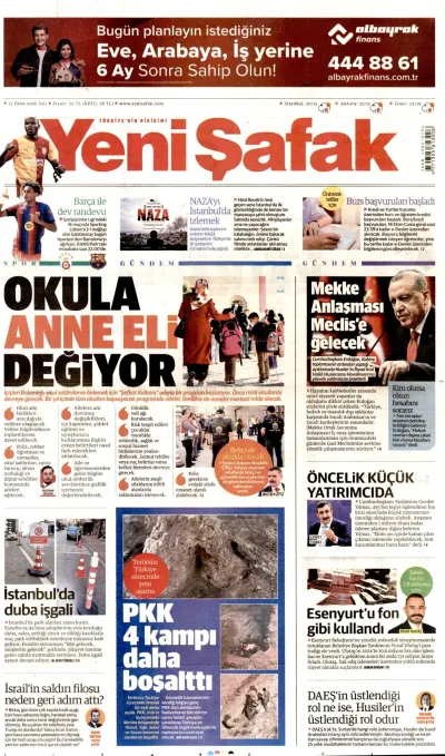 Yeni Şafak manşeti