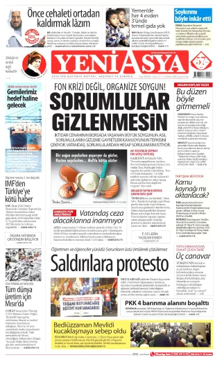 Yeni Asya manşeti