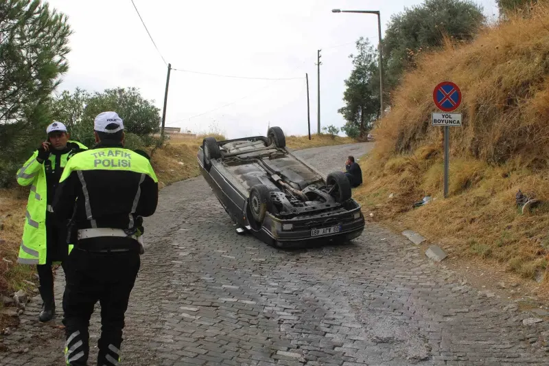Aydın Efeler'de Freni Boşalan Otomobil Takla Attı