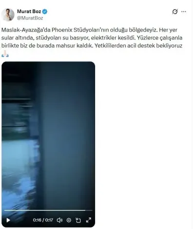 Ünlü Şarkıcı Murat Boz Sağanak Yağış Nedeniyle Stüdyoda Mahsur Kaldı