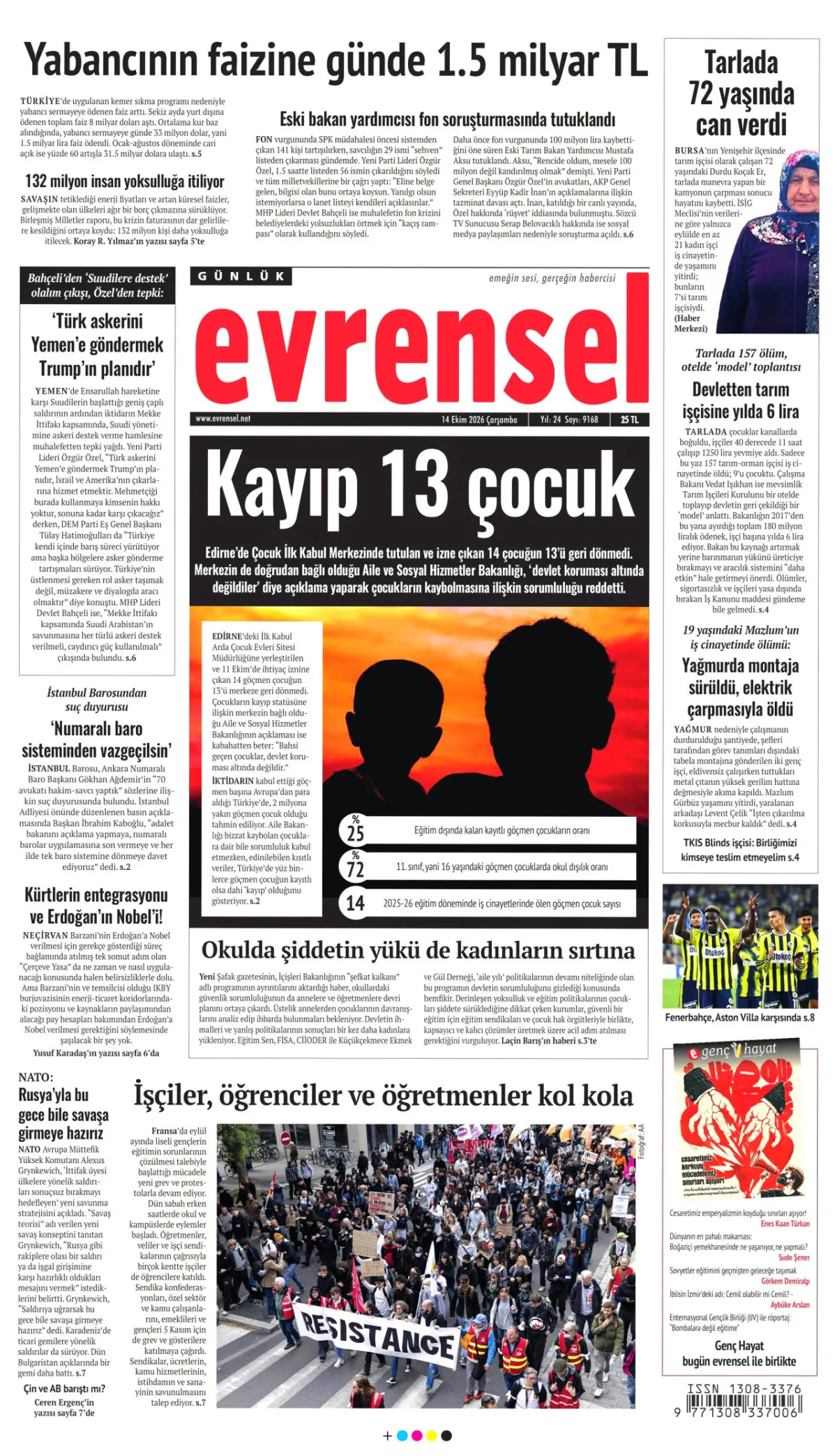 Evrensel birinci sayfa manşeti (15 Ekim 2026)