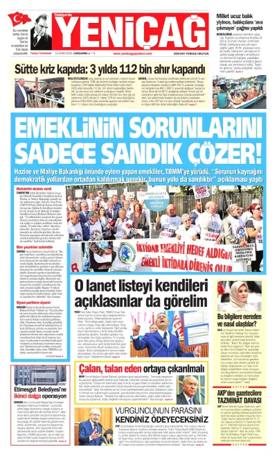 Yeniçağ manşeti