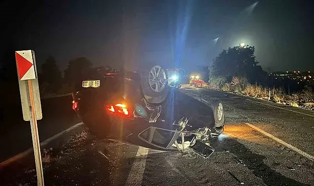 Römorka çarpan otomobil takla attı: 1 yaralı