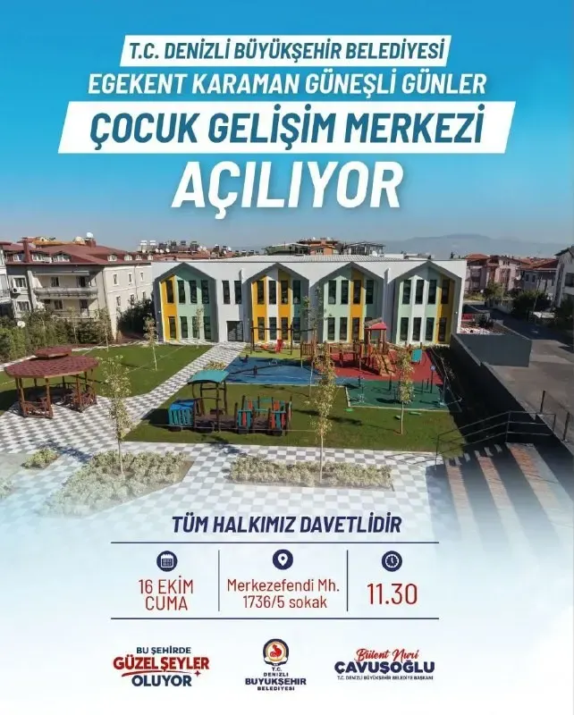Denizli'de Egekent Karaman Güneşli Günler Çocuk Gelişim Merkezi Öğrenci Kabulüne Başladı