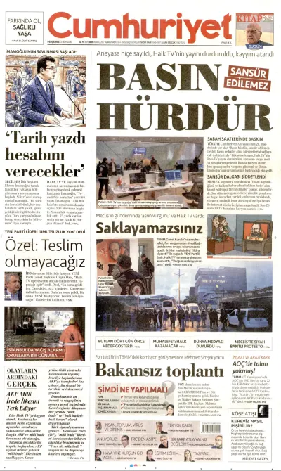 Cumhuriyet manşeti