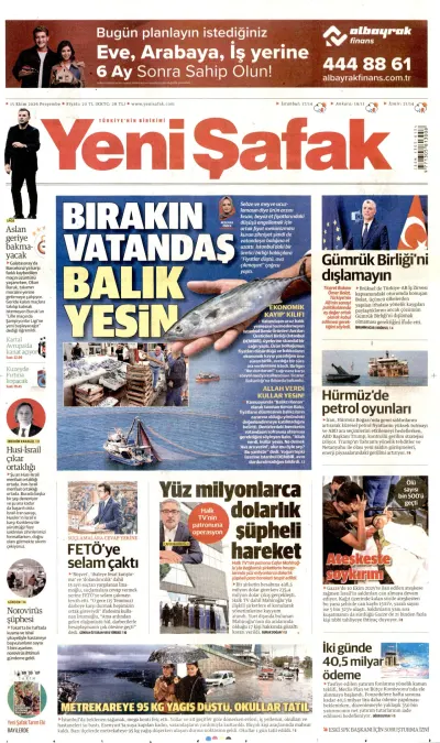 Yeni Şafak manşeti