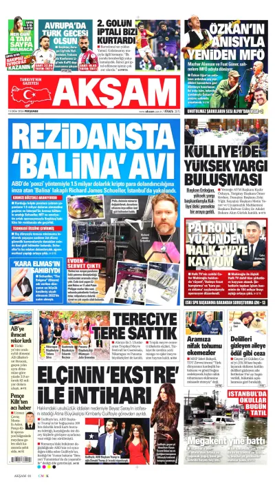 Akşam manşeti