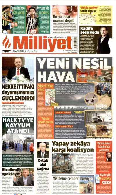 Milliyet manşeti