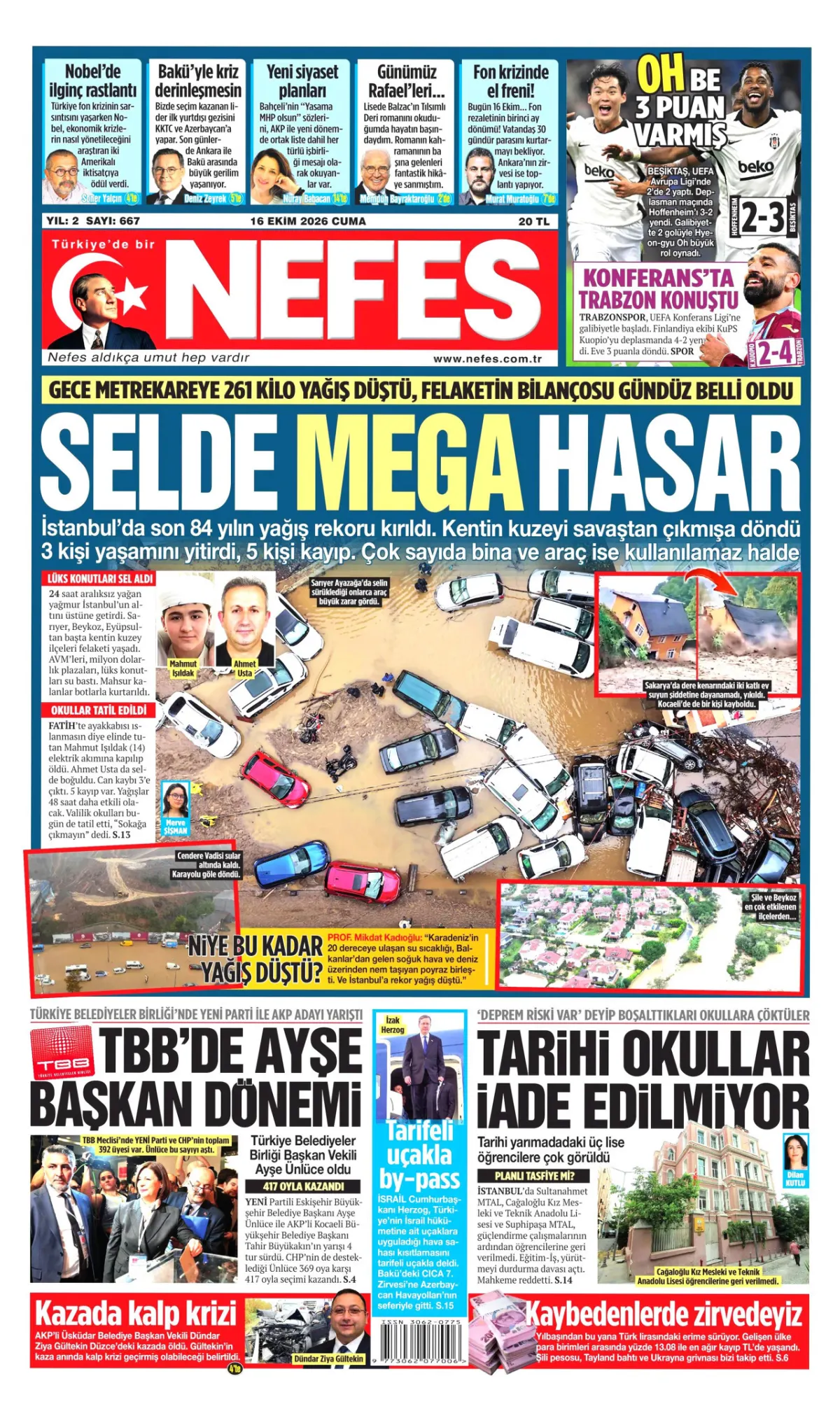 Nefes birinci sayfa manşeti (17 Ekim 2026)