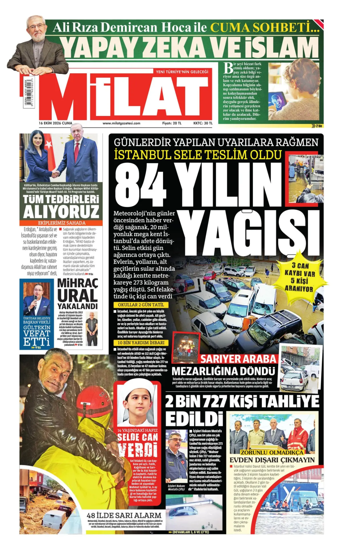 Milat birinci sayfa manşeti (17 Ekim 2026)