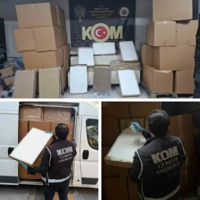 İzmir'de Mobil Depo Baskını: Milyonlarca Kaçak Makaron Ele Geçirildi