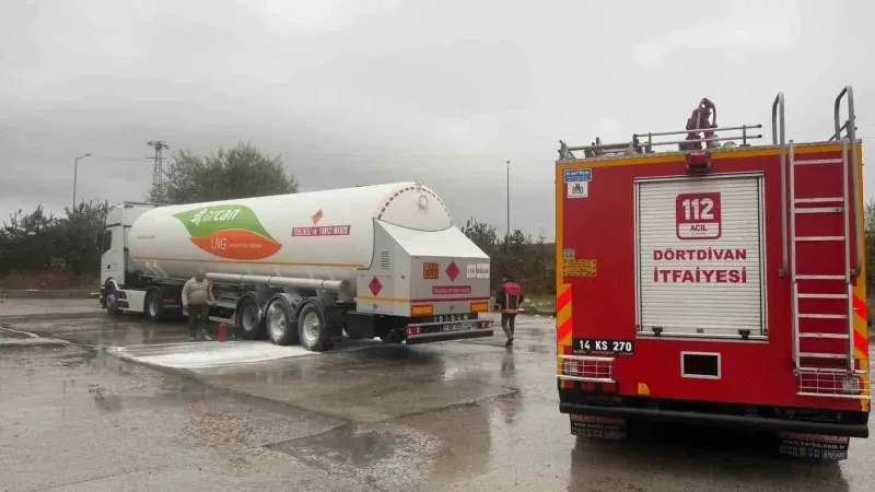 Bolu TEM Otoyolu’nda LPG Yüklü Tırın Lastikleri Yandı