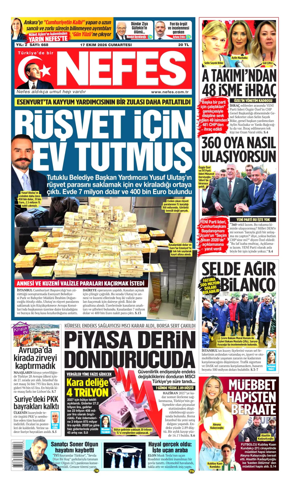 Nefes birinci sayfa manşeti (18 Ekim 2026)