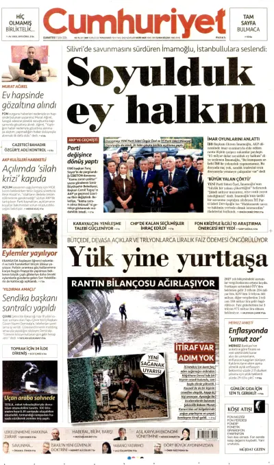 Cumhuriyet manşeti
