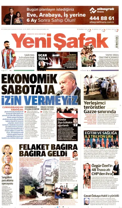 Yeni Şafak manşeti