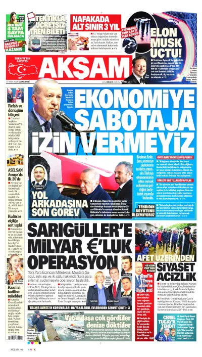 Akşam manşeti