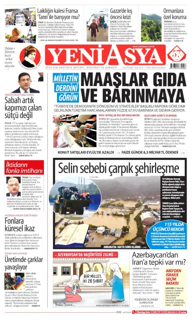 Yeni Asya manşeti