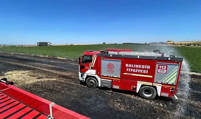 Bandırma'da anız ve ekili alanda çıkan yangın söndürüldü